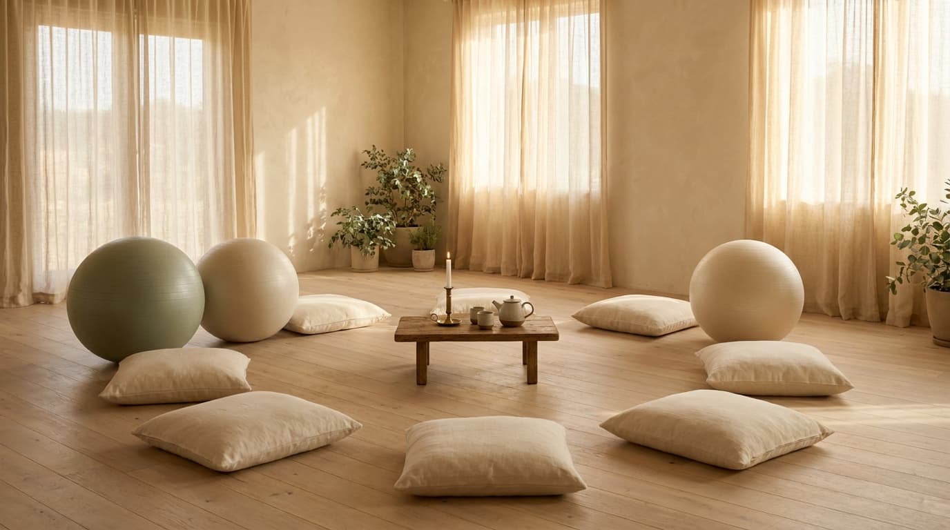 A calm Sydney space set up for the birth workshop